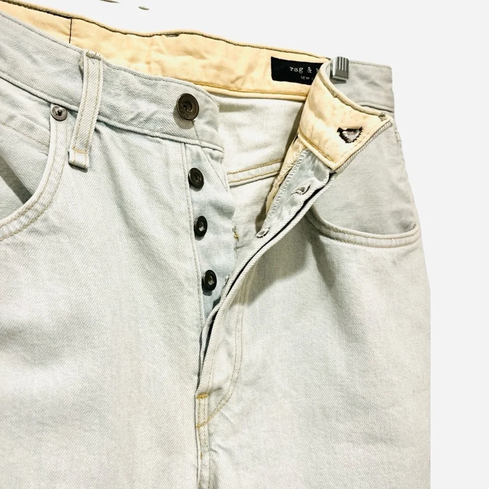 Rag & Bone Slouch Tapered In Dalton Light Blue Jeans Button Fly Belt Loops 30